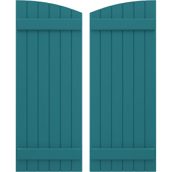 Ekena Millwork Americraft 6-Board (2 Batten) Wood Joined Board-n-Batten Shutters w/Ellipt Top, ARW101BE621X77ANH, PR ARW101BE621X77ANH - main
